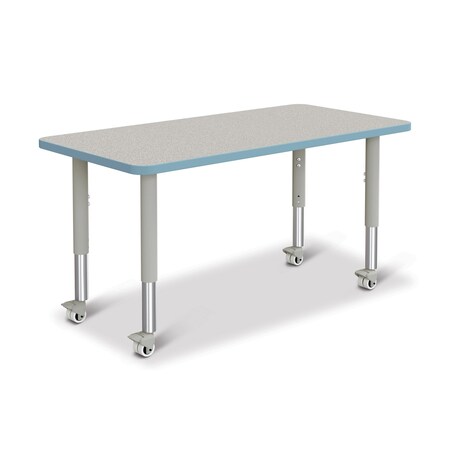 Jonti-Craft Berries Rectangle Activity Table, 24 in. x 48 in., Mobile, Freckled Gray/Coastal Blue/Gray 6403JCM131